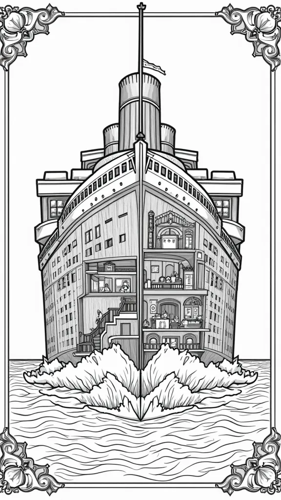 split titanic coloring pages